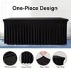 Rectangular Table Skirt Table Cover Black Tablecloth 6ft Table Strap Skirt Anti Wrinkle Spandex Table Cover Party Supplies183x76x76cm