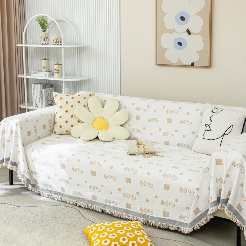 Chenille-Sofatuch im Boho-Stil mit Quasten, doppelseitig, für Wohnzimmer, Camping, Picknick, große Decke, Freizeit, Entspannung, Strandtuch