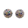 Vintage Spherical Stud Earrings with Colorful Zircon - Retro Court-Style Luxury