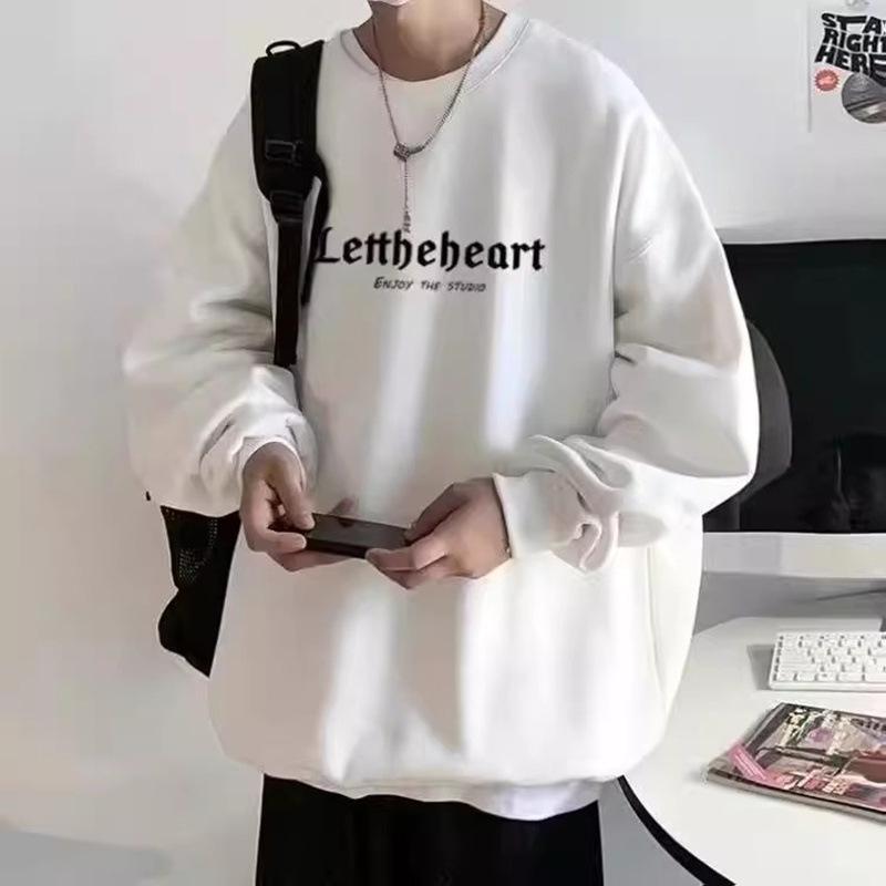 

Men s Round Neck Cross Print Hoodie - 2025 Spring/Autumn High Street Style, Loose Heavyweight Youth Hoodie XL білий