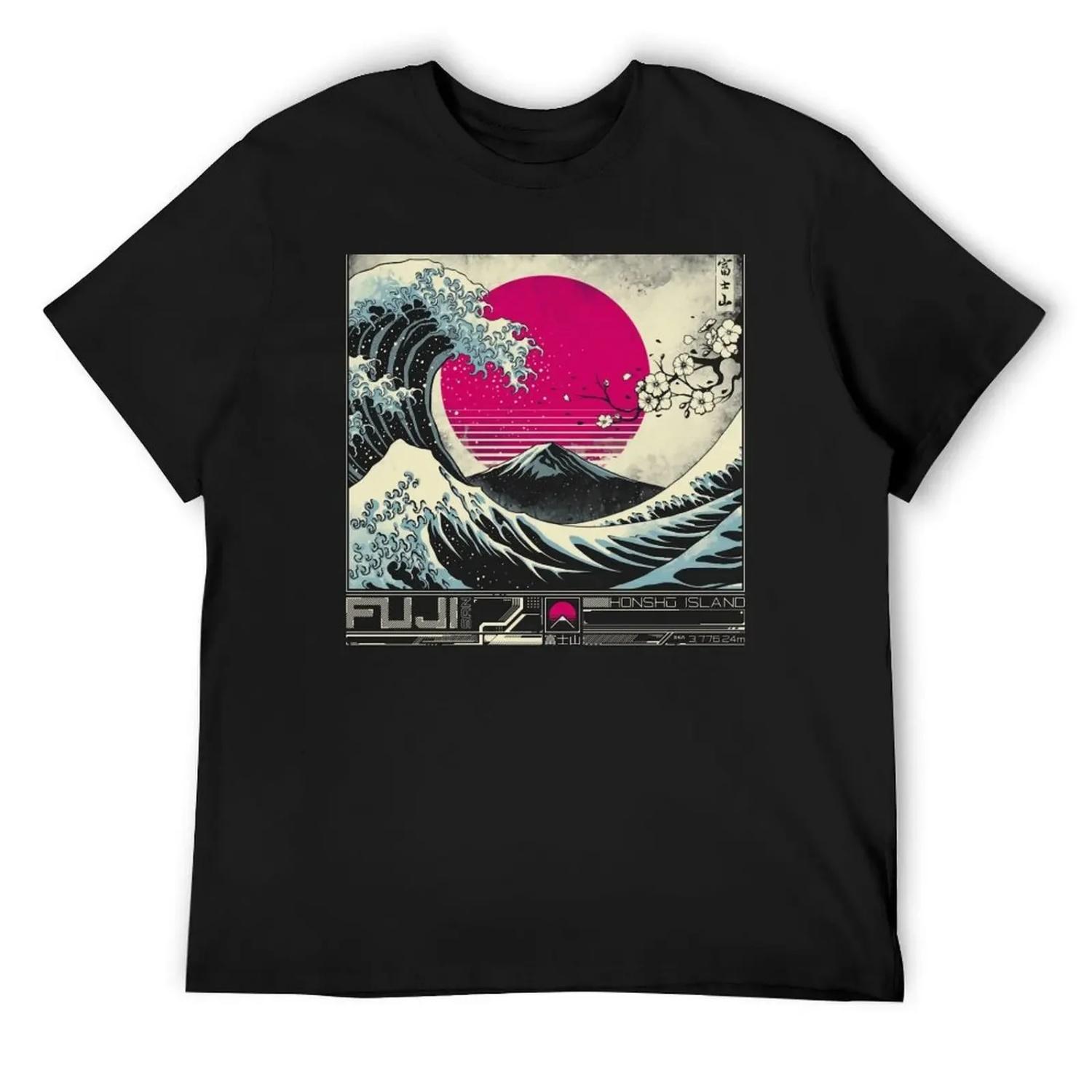 

Fuji Wave T-Shirt gifts for boyfriend topping funny shirt cotton vintage t shirt men XXXXXL чёрный