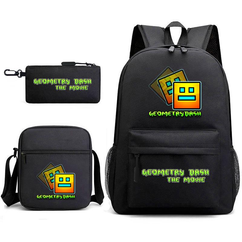 Geometry sprint game backpack geometry dash heat transfer backpack elementary school bag leisure bag
