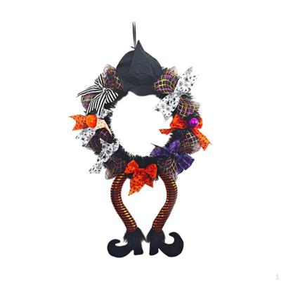 Halloween Wreath Gnome with Legs Front Door Ornament Pendant Hanging for Haunted House