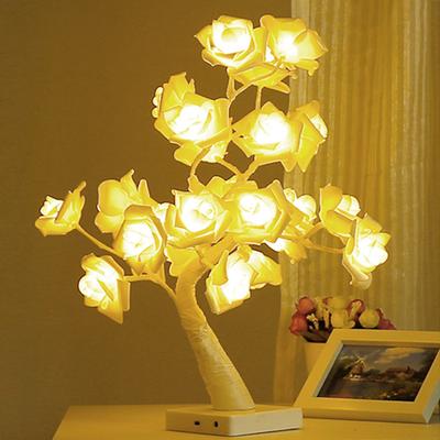 Tisch-Rosen-Bonsai-Baumlampe 24 LED-Baumlampe Batteriebetrieben Dekorative Leuchte für Wohnzimmer