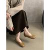 Französischer Abendwind Flacher Mund Einzelne Schuhe Damen Frühling und Herbst Koreanische Edition Oma Schuhe Damen Flacher Boden Ein Pedal Doudou Schuhe