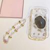 Upgrades Beaded Phone Chain Strap with Pearl & Flower Charms Wrist Keychain Wallent Pendant Comfortable for Women & Girl