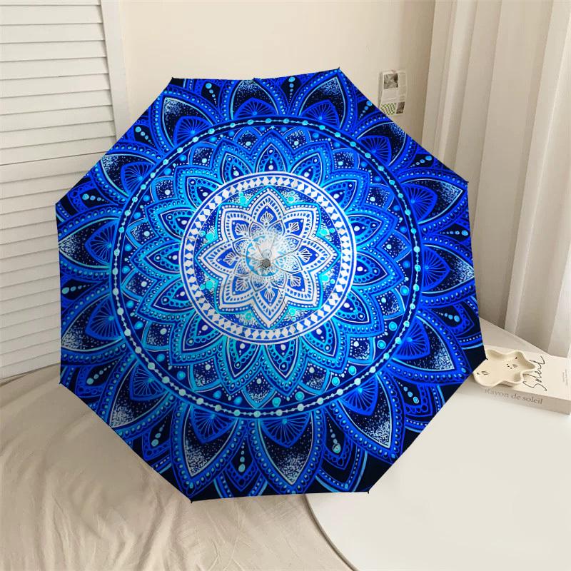 

1PC mandala pattern Umbrella-8-Rib Reinforced, Automatic Open, Lightweight & Durable, Cute Fashion Accessory for Outdoor-A1300