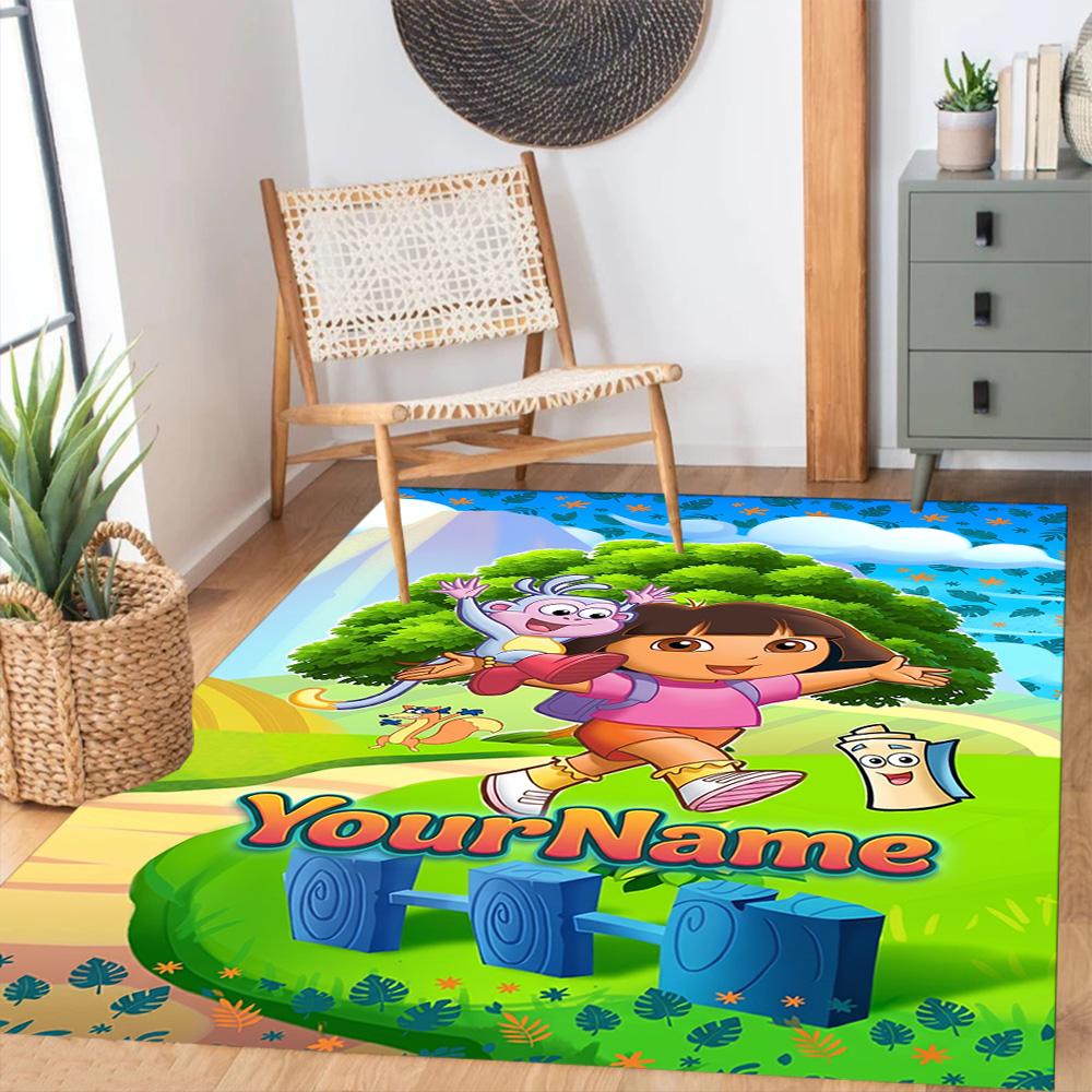 Dora Explorer Personalized Text Area Rug Design for Study room Dining Room Balcony Kitchen Antislip Carpet Anime Office Decor