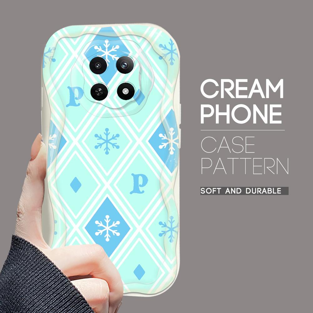 Cartoon Pattern Cream Texture Casing Wavy Edge Soft Silicone Cover Phone Case for OPPO Reno Realme OnePlus Vivo