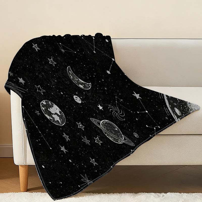 Starry Sky Flannel Blanket - Soft Cozy Skin-friendly Warm Throw for Home, Office Napping, Halloween & Christmas