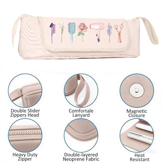Travel Hair Tools Bag Portable Hair Styling Tools Organizer Curling Iron Bag with Heat Resistant Mat for Hot Hair Straighteners Safe Storage