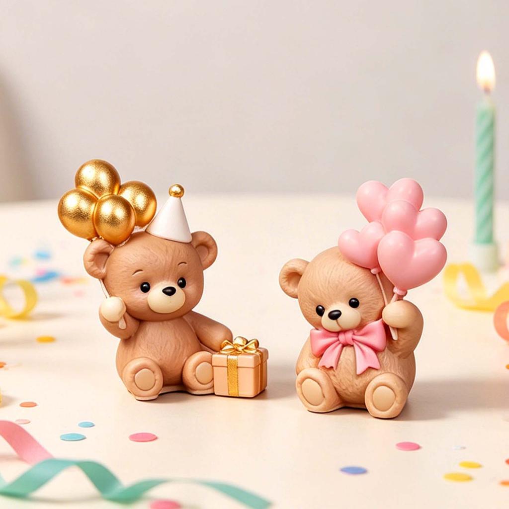 1Pc Triumphant DIY Balloon Gift Bear Scented Candle Drop Glue Mold Love Balloon Bear Decorative Silicone Mold