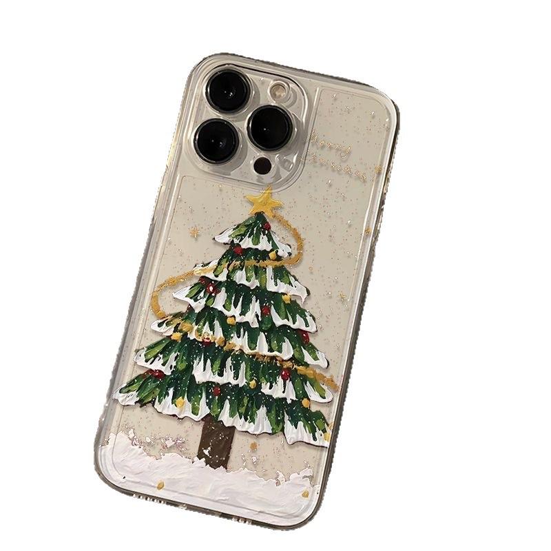 Crystal Clear Drop-Proof Christmas Tree iPhone Case for 13/14/15Pro/16ProMax/17 Models