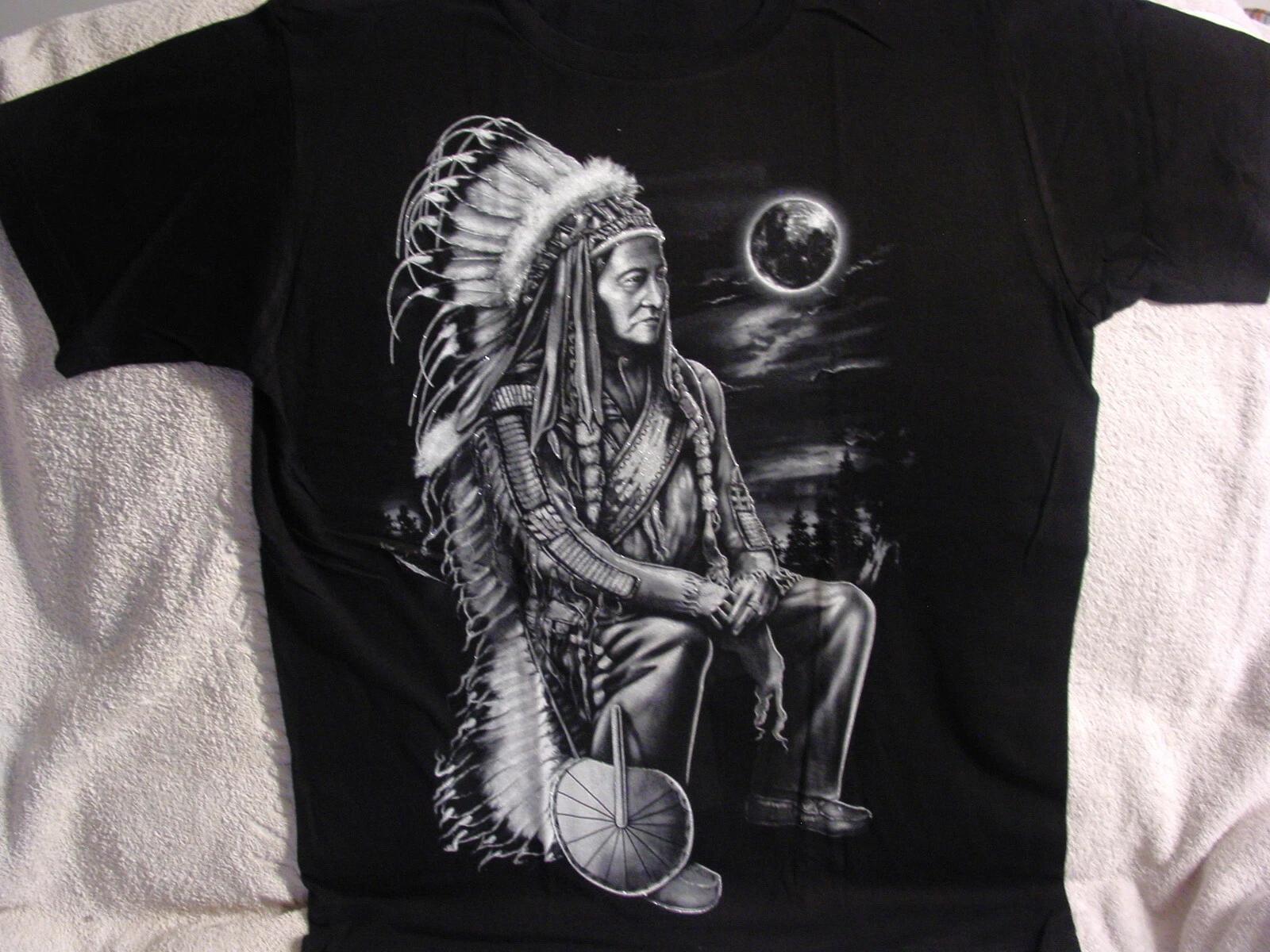 INDIAN CHIEF MOON AMERICAN LEGACY NATIVE T-shirt 3XL