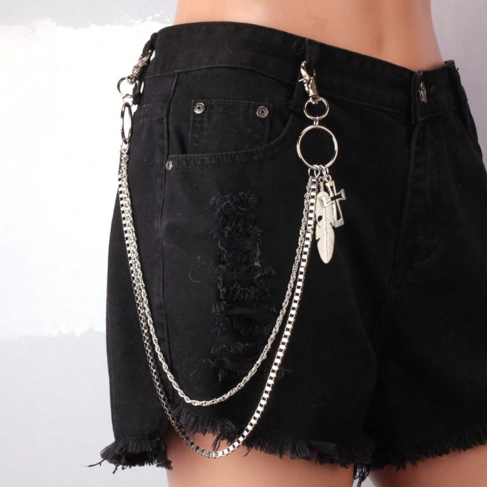 Personalized Street Dancing Cross Pendant, Trouser Chain, Waist Chain, Versatile Double-Layer Waist Chain, The Same For Men And Women