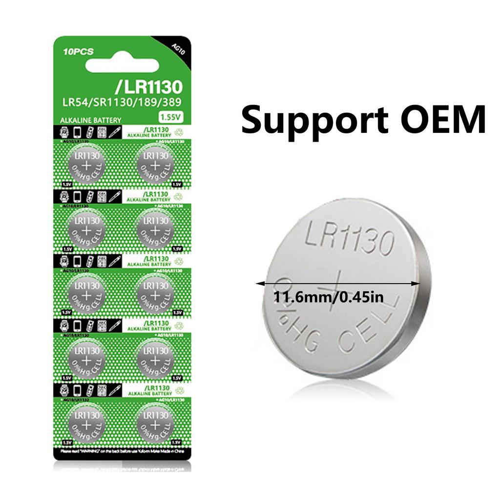 Pack of 10pcs/sheet LR1130 Alkaline Button Batteries 1.5V Coin Cell Battery for Watches Calculators and Digital Cameras