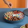 Plastic Round Dried Fruit Snack Candy Tray Storage Box with Lid Pastry Nut Dish Plate Appetizer Serving Platter Desktop Supplies
