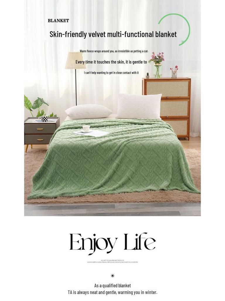 Nordic Solid Color Faux Fur Lambswool Flannel Blanket