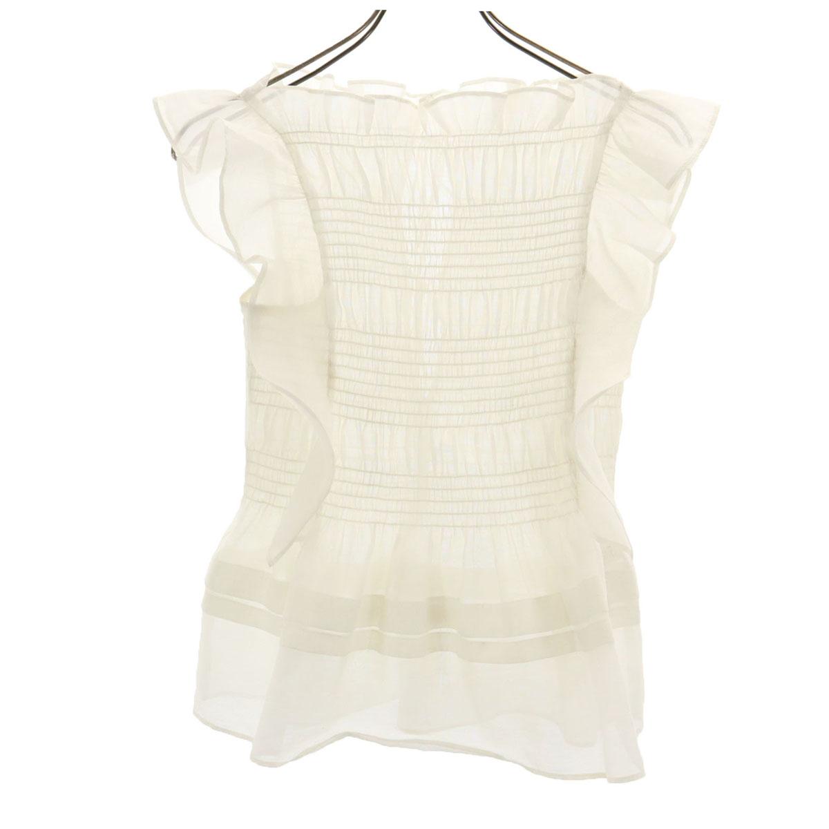 

FRAY I.D Блузка без рукавов с оборками и сборками белая Женская Б/У