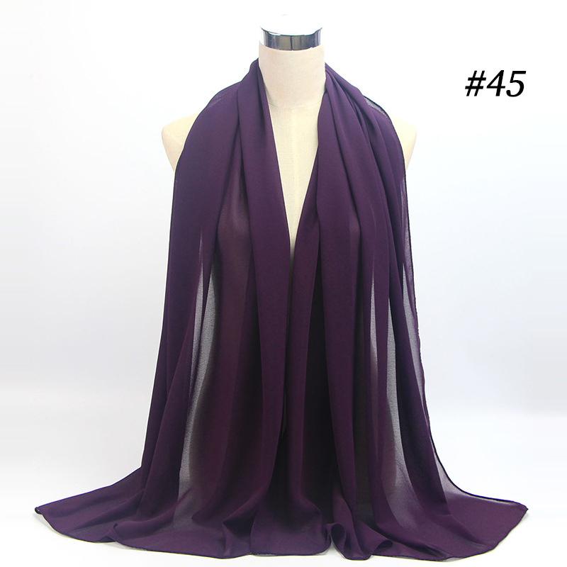 Muslim Plain Bubble Chiffon Hijab Scarf Women Scarves Long Shawls And Wraps Head Scarf Solid Color Soft Silk Feeling Headband
