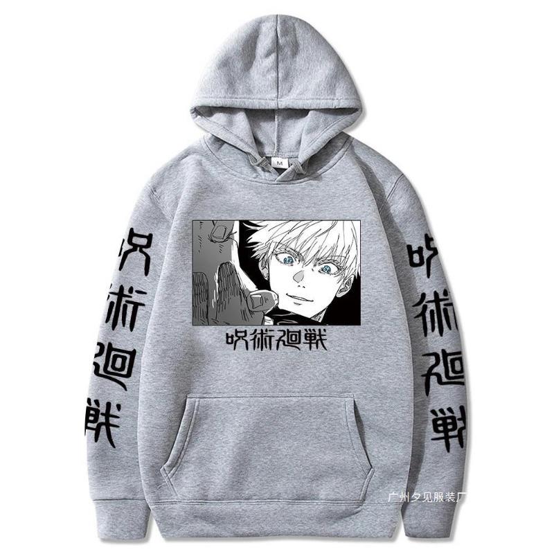 Japanese Anime Jujutsu Kaisen Gojo Satoru Printed Men Hood Men Hoodies Fashion Letter Printed Graphic Sweatshirts Loose Casual