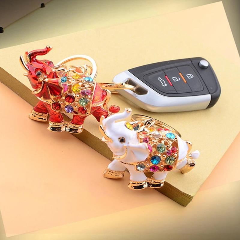 Woman Party Gift Full Rhinestone 3D Elephant Keychain Luxury Pendant Key Bag Charms Ornament Girls Jewelry Accessories Party