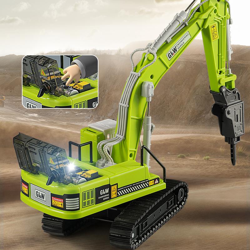 Drilling Machine Alloy+Plastic Diecast Toy Model Engineering Sound Light Pull Back Construction Collection Gifts For Children