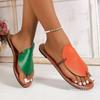 Fashion Sandalias De Mujer Large Size Color Matching Flat-bottomed Slippers Women's Leaf Upper Wear Beach Cool Slippers