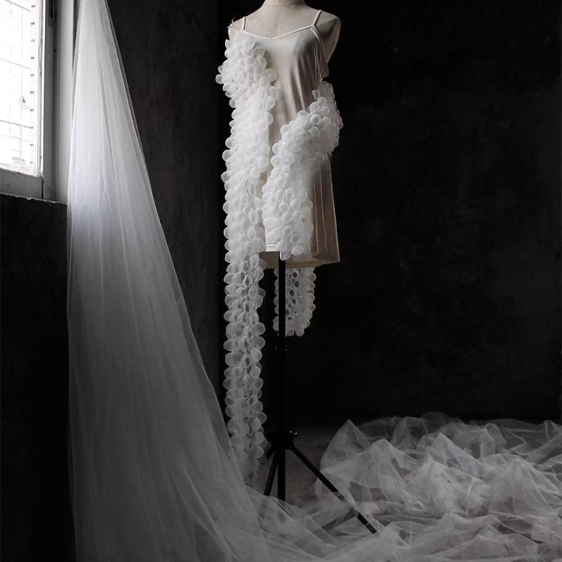 85x20cm Laser See-through Three-dimensional Concave Shape Lace Clothing Foam Heat-setting Fabric DIY Designer Fabric