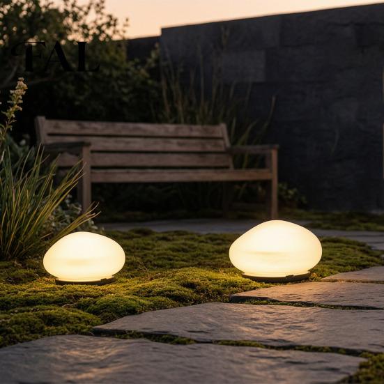 Solar Landscape Lighting Stone Garden Light, Waterproof LED Rock Outdoor Lamp, Cobblestone Easy Install Lamp Look Lawn Decorative Light for