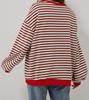 2026 Spring Striped Floral Round Neck Long Sleeve Color Block Hoodie
