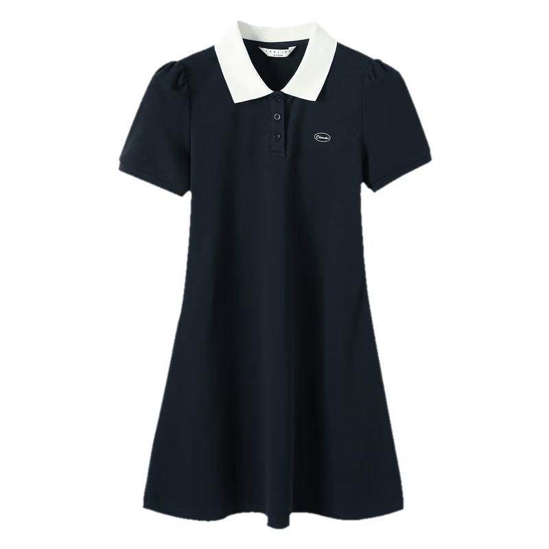 TonLion Women s 2026 Summer Polo Embroidered Dress L темно-синий