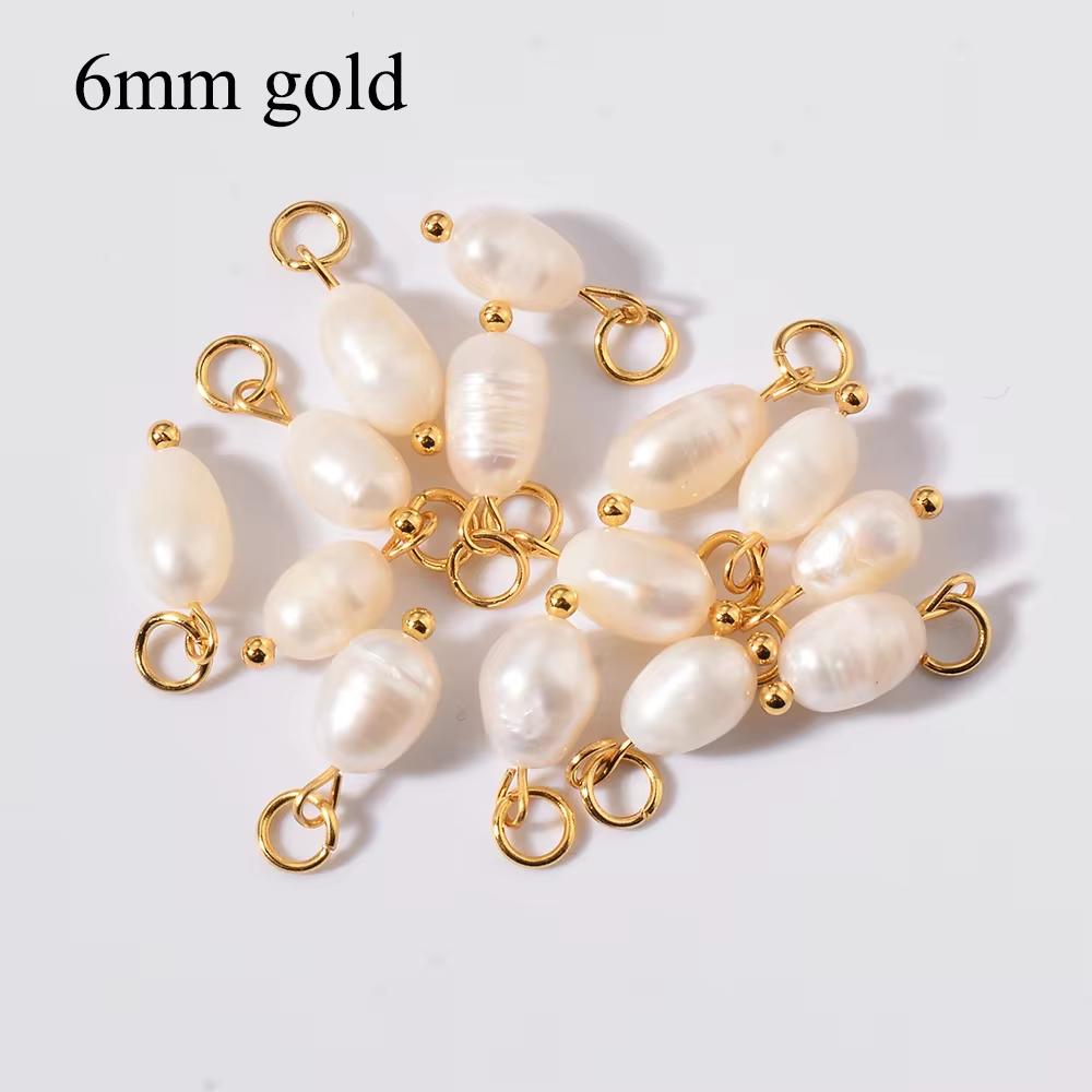 10Pcs/Lot Wholesale Natural Pearl Charm Stainless Steel Jewelry Making Bracelet Necklace DIY Bead Findings