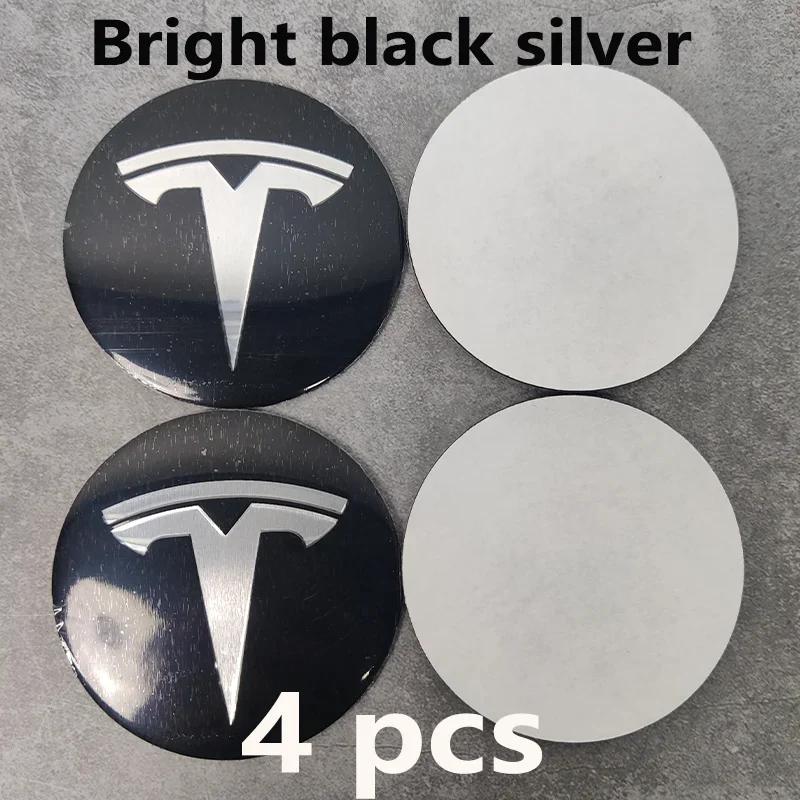 Car Sticker 2025 Hot 4pcs 56mm Tesla Hub Cap Center Cap Logo Stickers - Waterproof Durable Decals for Model 3/Y/S/X, Car Wheel P