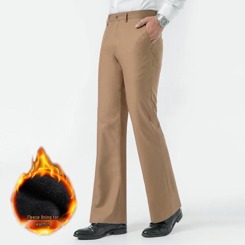Men's Trendy Wide-Leg Flare Pants - Autumn/Winter Plus Velvet, Loose Casual Style