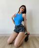 Summer 2022 Ins Hot Girl Internet Celebrity Loose Wide-Leg Denim Shorts with Slimming Pockets.