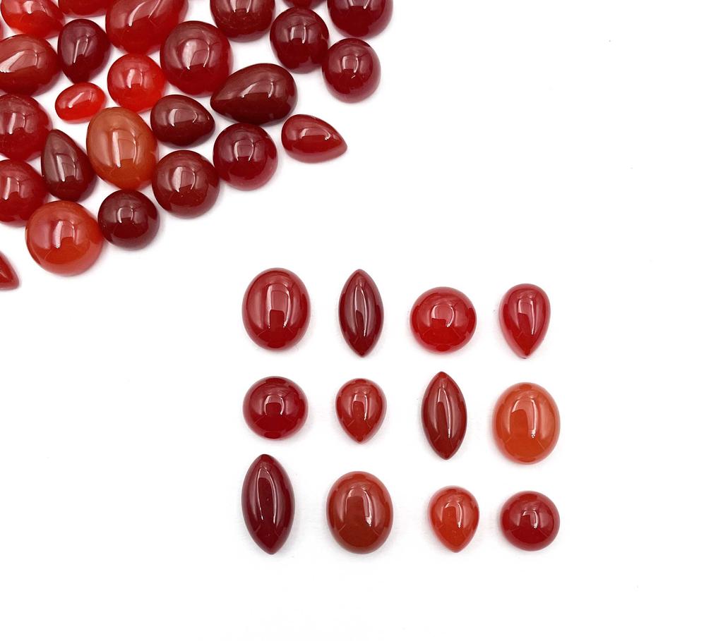 Natural Red Onyx Mix Shape Cabochon Loose Gemstone Lot 30-35 Pcs 7-11 MM 100 CT Red Onyx Cabochon Gemstone For Jewelry Making