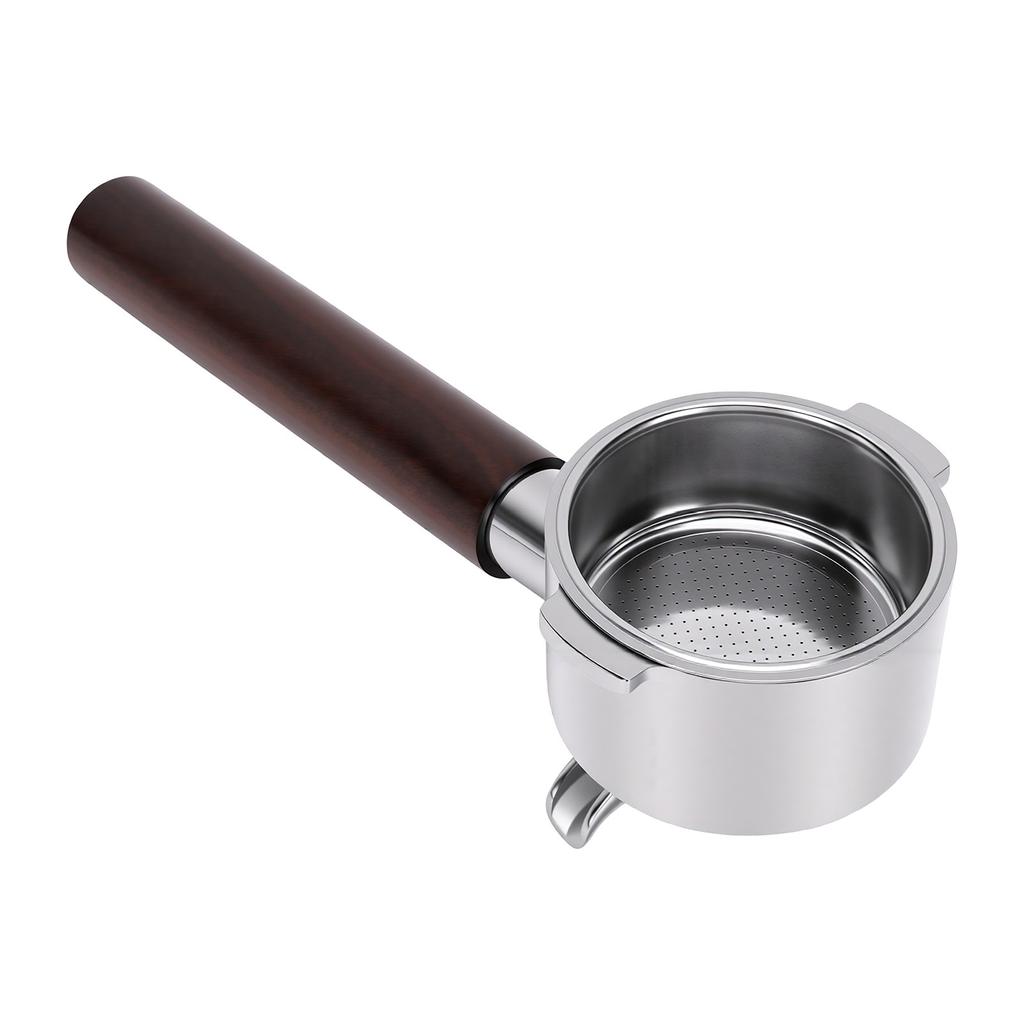 Portafiltro Adatto per De Longhi 51mm Doppia Uscita 2 Orecchie Portafiltro Caffè con Manico in Palissandro Tipo N