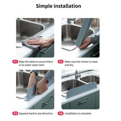 Simple Silicone Sink Splash Guard Non-Slip Water Splatter Sink Edge Protector Splash Sink Fence for Kitchen and Bathroom