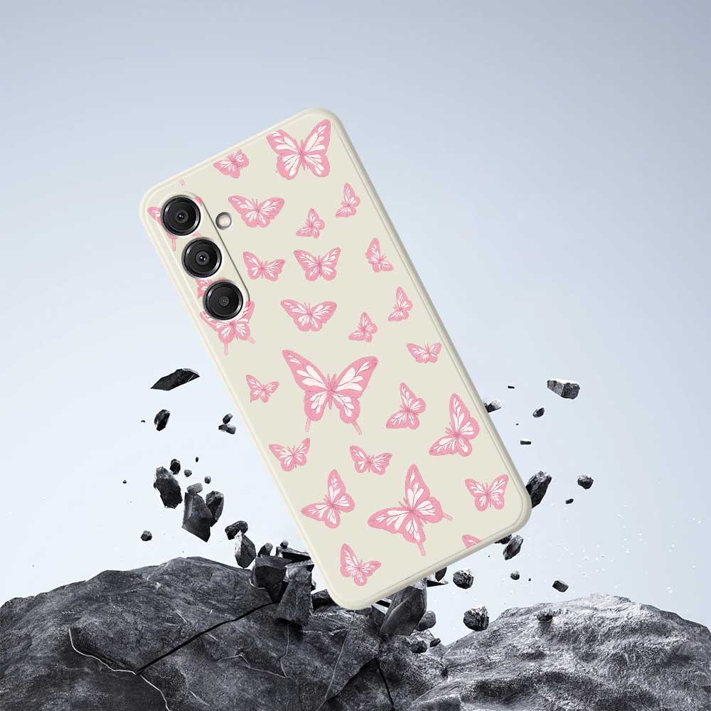 For Samsung Galaxy A16 5G/4G Case Pink Butterflies Pattern Printing Straight Edge TPU Phone Back Cover