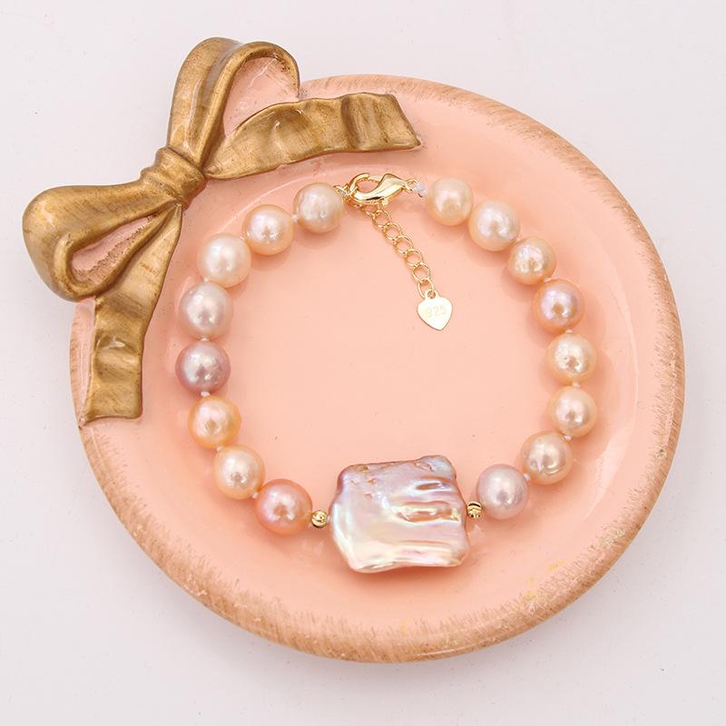 

Квадратный браслет в стиле барокко Жемчужный браслет инопланетной формы Безупречный жемчужный браслет