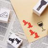 Cute Wooden Rubber Stamp Set with and Italian Menu Perfect for Office Made In Japan Wine, Izakaya, Champagne, Cheese, Designs, Pop-Ups, Gifts, (#29)