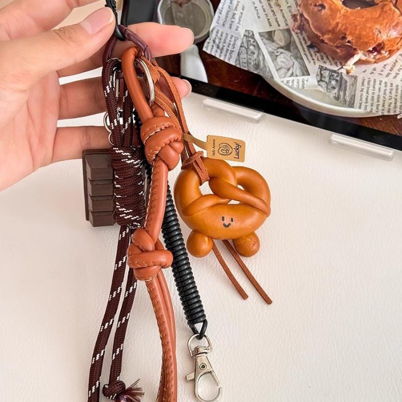Braided Rope Bag Pendant High-Grade Keychain Pendant Cute Miu Series Alkaline Water Bread Bag Pendant Chocolate Pendant