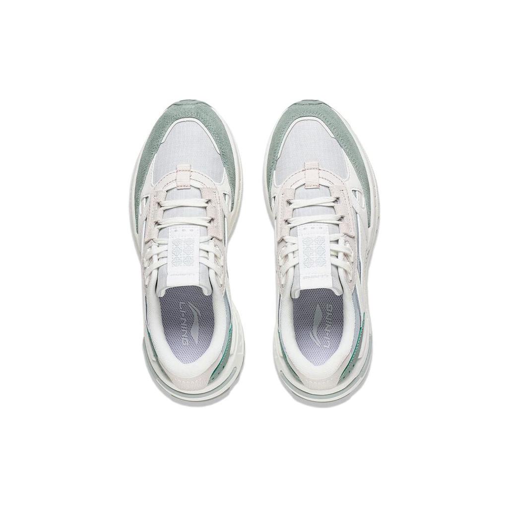 New LiNing Wind Rider 2.0 Anti Slip Wear Resistant Low Top Sports Casual Shoes Women's White Green AGCT156-2