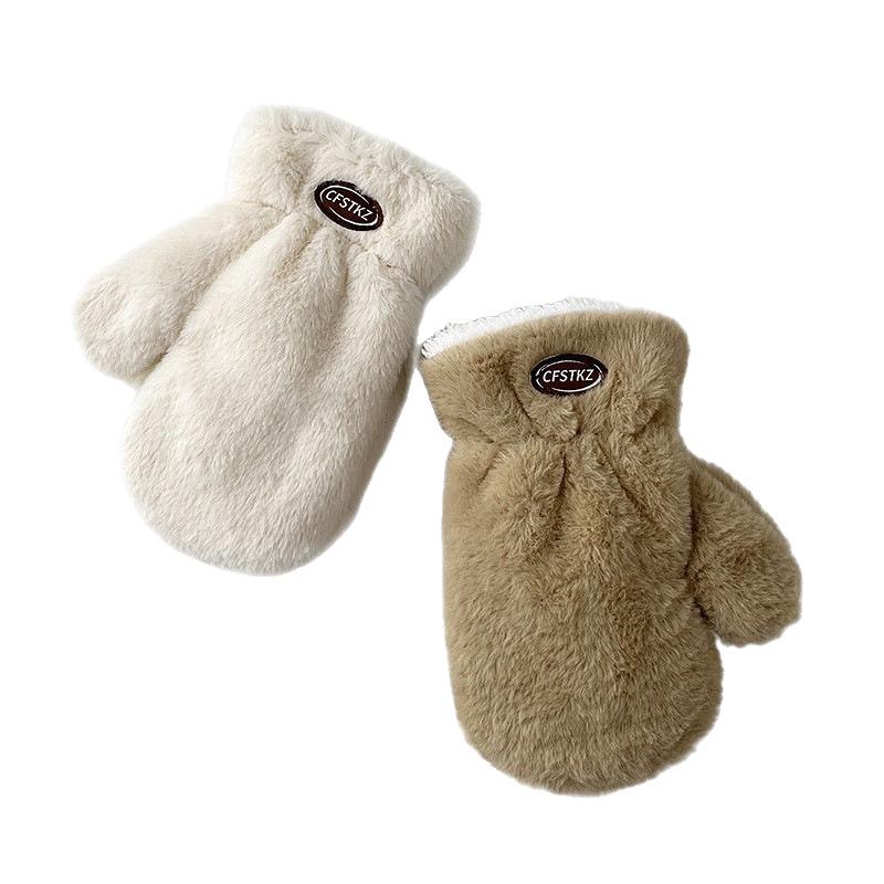 Thick Velvet Plush Winter Gloves with Lanyard - Cold & Frost-Proof for Students & Cyclists