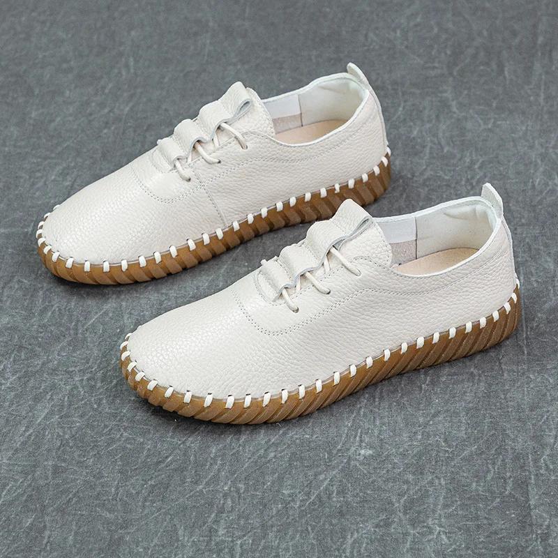 

Модні Розкішні Жіночі Туфлі з Першого Шару Коров ячої Шкіри, Нековзні, Дизайнерські, з М якою Підошвою, Повсякденні, Весняно-Осінні, Модні, Ретро, Легкі Жіночі Туфлі 35