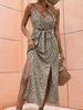 2024 Women's Sexy Leopard Print Backless Tie-Up Dress