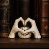 Halloween Pumpkin Figurine Gothic Skeleton Heart Hand Sculpture, Spooky Resin Abstract Statue, Gift for Collectors Shape Finger Gesture Love Ornaments