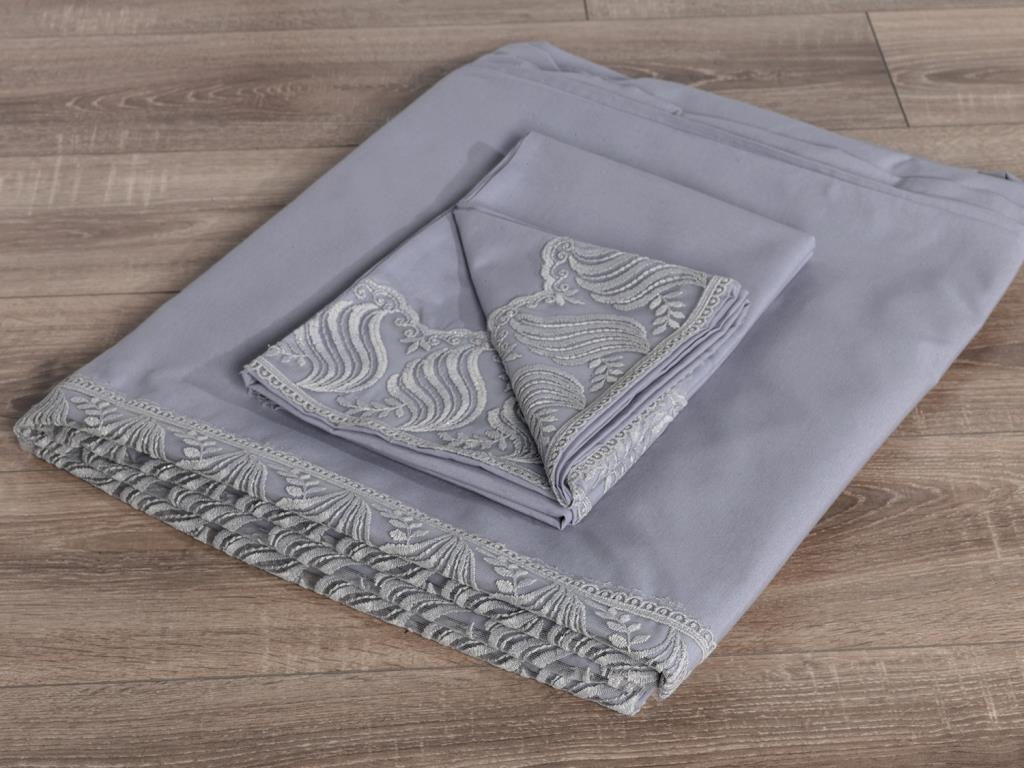 Wave-Bettbezug-Set, 6-teilig, Bettbezug 200 x 220, Bettlaken 240 x 260, Baumwollstoff, volle Größe, Doppelbettgröße, Grau