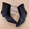 2025 Autumn and Winter New Niche French Small Ankle Boots Square Head Thin Boots Wide Tube High Heel Cat and Short Boots Women's Boots